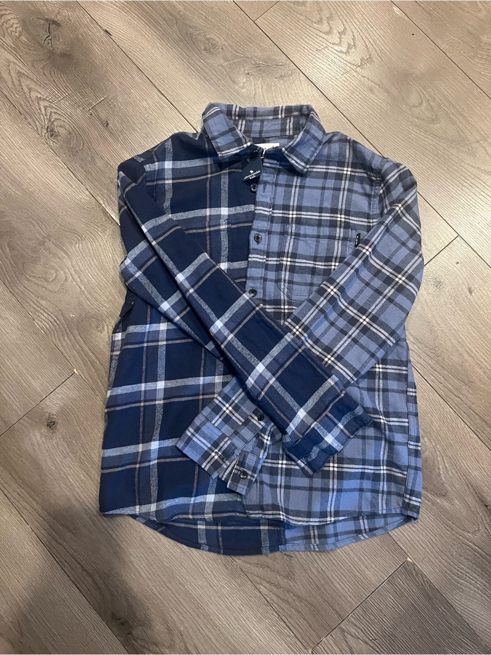 Abercrombie & Fitch Mixed Blue Plaid Button-Down Shirt
